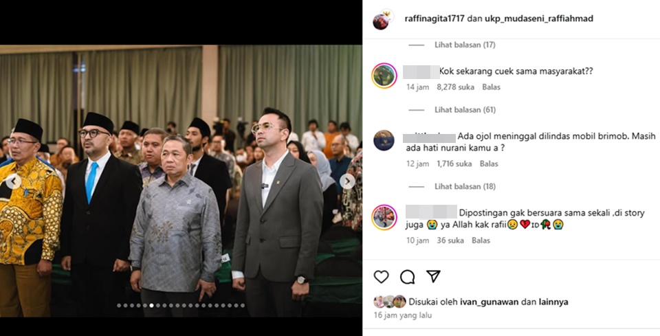 Raffi Ahmad Dikritik Usai Bungkam Atas Tragedi Ojol Tewas Saat Demo [Instagram]